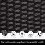 Gartenlounge - Set aus Polyrattan mit Ecklounge, Esstisch, 3 Hocker, Polster | Schwarz - MeXo - Home