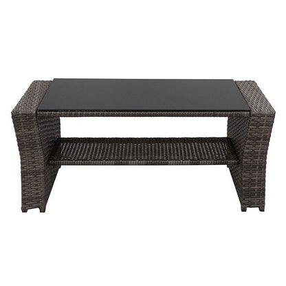 Gartenlounge - Set aus Polyrattan mit Polster für 4 Personen Grau - MeXo - Home