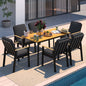Gartenlounge - Set Dining Lounge für 6 Personen Outdoor (Gartenmöbelset, 7 - tlg., 6x Sessel, 1x Esstisch 150x80x74cm), Garten - Essgruppe mit Kissen und Sitzpolstern Aluminium - MeXo - Home