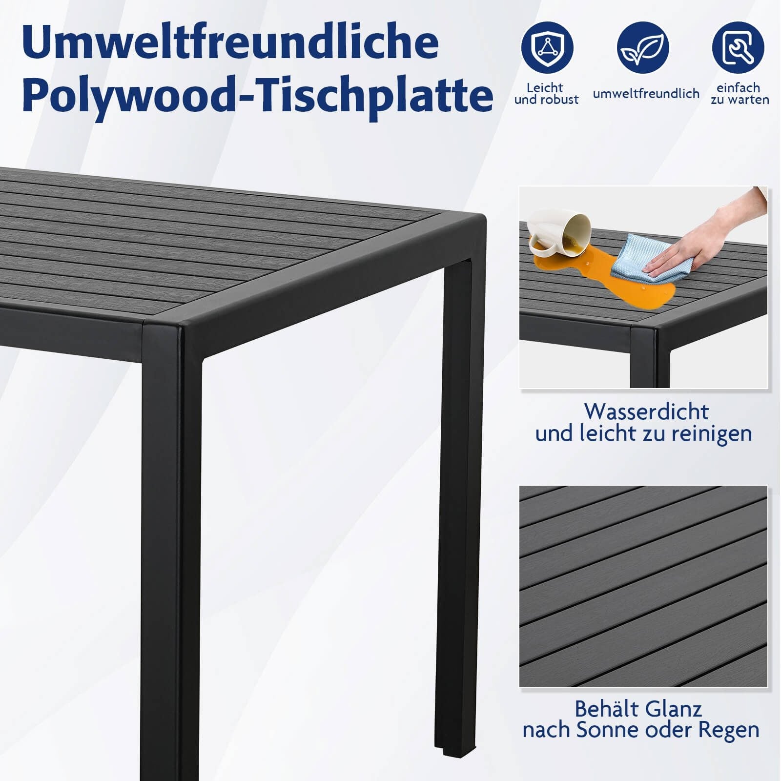 Gartenlounge - Set Gartenmöbel Set Aluminium (Garten Essgruppe für 4 Personen, 5 - tlg., 4 Sessel, 1 Esstisch, inkl. Auflagen), Sitzgruppe Gartengarnitur Set wetterfest und platzsparende - MeXo - Home