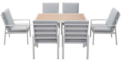 Gartenlounge - Set Gartenmöbel Set Aluminium (Garten Essgruppe für 4 Personen, 5 - tlg., 4 Sessel, 1 Esstisch, inkl. Auflagen), Sitzgruppe Gartengarnitur Set wetterfest und platzsparende - MeXo - Home