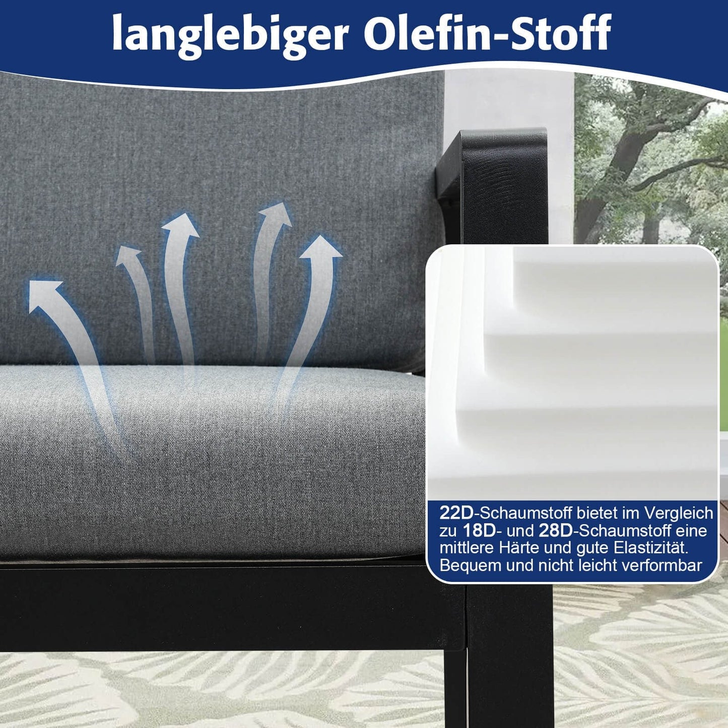 Gartenlounge - Set Gartenmöbel Set Aluminium (Garten Essgruppe für 4 Personen, 5 - tlg., 4 Sessel, 1 Esstisch, inkl. Auflagen), Sitzgruppe Gartengarnitur Set wetterfest und platzsparende - MeXo - Home