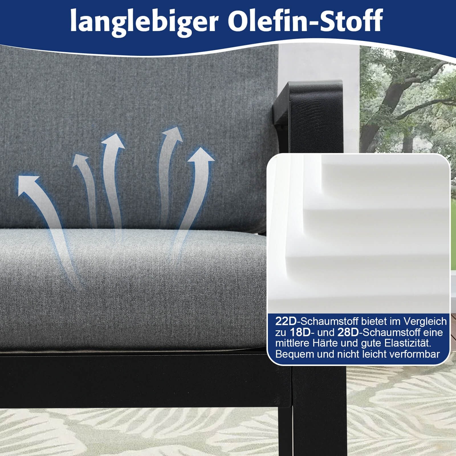 Gartenlounge - Set Gartenmöbel Set Aluminium (Garten Essgruppe für 4 Personen, 5 - tlg., 4 Sessel, 1 Esstisch, inkl. Auflagen), Sitzgruppe Gartengarnitur Set wetterfest und platzsparende - MeXo - Home