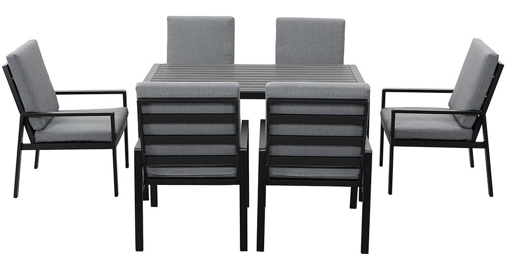 Gartenlounge - Set Gartenmöbel Set Aluminium (Garten Essgruppe für 4 Personen, 5 - tlg., 4 Sessel, 1 Esstisch, inkl. Auflagen), Sitzgruppe Gartengarnitur Set wetterfest und platzsparende - MeXo - Home