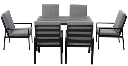 Gartenlounge - Set Gartenmöbel Set Aluminium (Garten Essgruppe für 4 Personen, 5 - tlg., 4 Sessel, 1 Esstisch, inkl. Auflagen), Sitzgruppe Gartengarnitur Set wetterfest und platzsparende - MeXo - Home