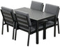 Gartenlounge - Set Gartenmöbel Set Aluminium (Garten Essgruppe für 4 Personen, 5 - tlg., 4 Sessel, 1 Esstisch, inkl. Auflagen), Sitzgruppe Gartengarnitur Set wetterfest und platzsparende - MeXo - Home