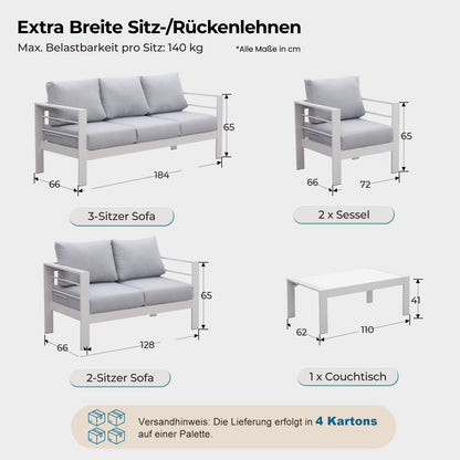 Gartenlounge - Set Gartenmöbel Set Aluminium wetterfest 6 - 7 Personen - MeXo - Home