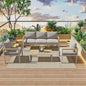Gartenlounge - Set Gartenmöbel Set für 5 Personen outdoor wetterfest Aluminium (Balkonmöbel Set, 4 - tlg., 1 x 3 - Sitzer Sofa, 2 x Einzelsessel, 1 x Couchtisch, 10 Auflagen), Terrassenmöbel - Set mit Kissen und Sitzpolstern - MeXo - Home