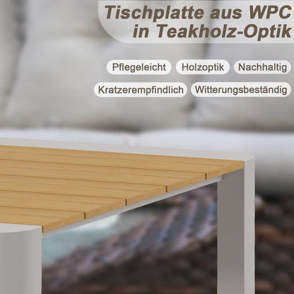 Gartenlounge - Set Gartenmöbel Set Sitzgruppe für 4 Personen Aluminium wetterfest (Balkonmöbel Set, 4 - tlg., 1 x 2 - Sitzer Sofa, 2 x Einzelsessel, 1 x Couchtisch, 8 Auflagen), Terrassenmöbel - Set mit Kissen und Sitzpolstern - MeXo - Home