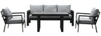 Gartenlounge - Set Terrassenmöbel Set 130x66x66cm Esstisch 5 Personen Alu wetterfest (10cm Deluxe Relax - Sitzkissen, 4 - tlg., Belastbarkeit pro Sitzplatz 140kg), Aluminium mit bequemer Neigung der Lehne, großzügige Sitzgelegenheit - MeXo - Home