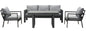 Gartenlounge - Set Terrassenmöbel Set 130x66x66cm Esstisch 5 Personen Alu wetterfest (10cm Deluxe Relax - Sitzkissen, 4 - tlg., Belastbarkeit pro Sitzplatz 140kg), Aluminium mit bequemer Neigung der Lehne, großzügige Sitzgelegenheit - MeXo - Home