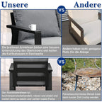 Gartenlounge - Set Terrassenmöbel Set 130x66x66cm Esstisch 5 Personen Alu wetterfest (10cm Deluxe Relax - Sitzkissen, 4 - tlg., Belastbarkeit pro Sitzplatz 140kg), Aluminium mit bequemer Neigung der Lehne, großzügige Sitzgelegenheit - MeXo - Home