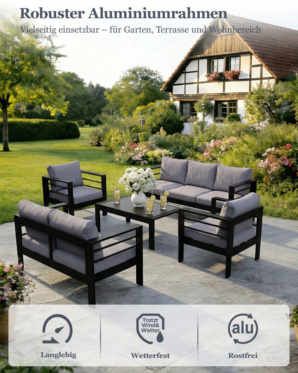 Gartenmöbel 5 - tlg. für 6 - 7 Personen - MeXo