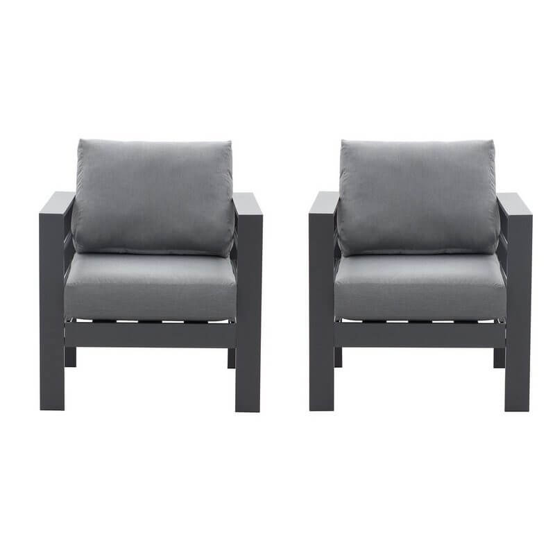 Lounge Gartenmöbel Set aus Aluminium für 4 Personen Grau - MeXo - Home