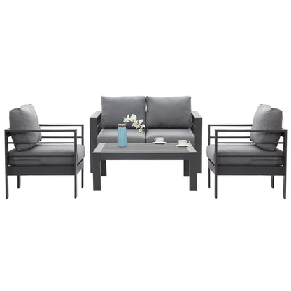 Lounge Gartenmöbel Set aus Aluminium für 4 Personen Grau - MeXo - Home