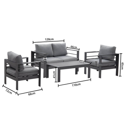 Lounge Gartenmöbel Set aus Aluminium für 4 Personen Grau - MeXo - Home