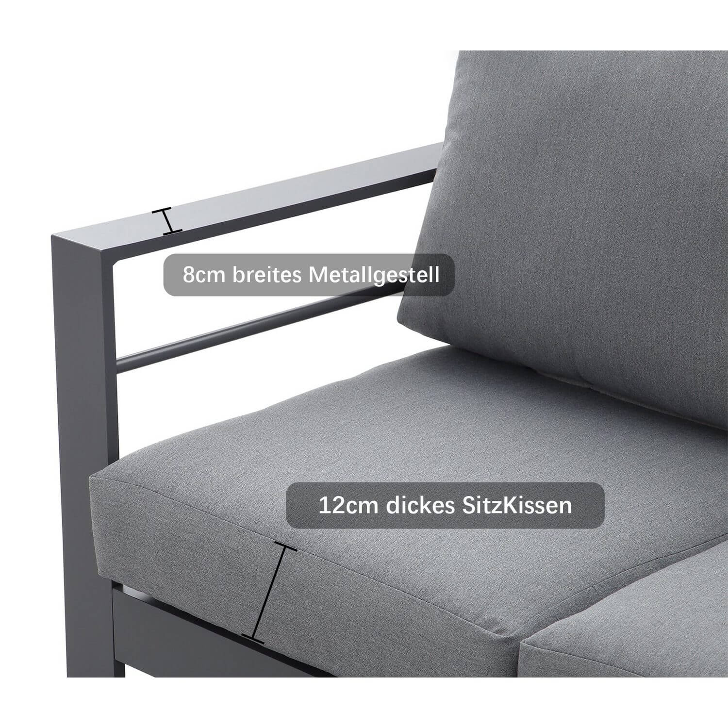 Lounge Gartenmöbel Set aus Aluminium für 4 Personen Grau - MeXo - Home