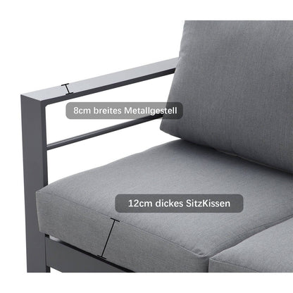 Lounge Gartenmöbel Set aus Aluminium für 4 Personen Grau - MeXo - Home