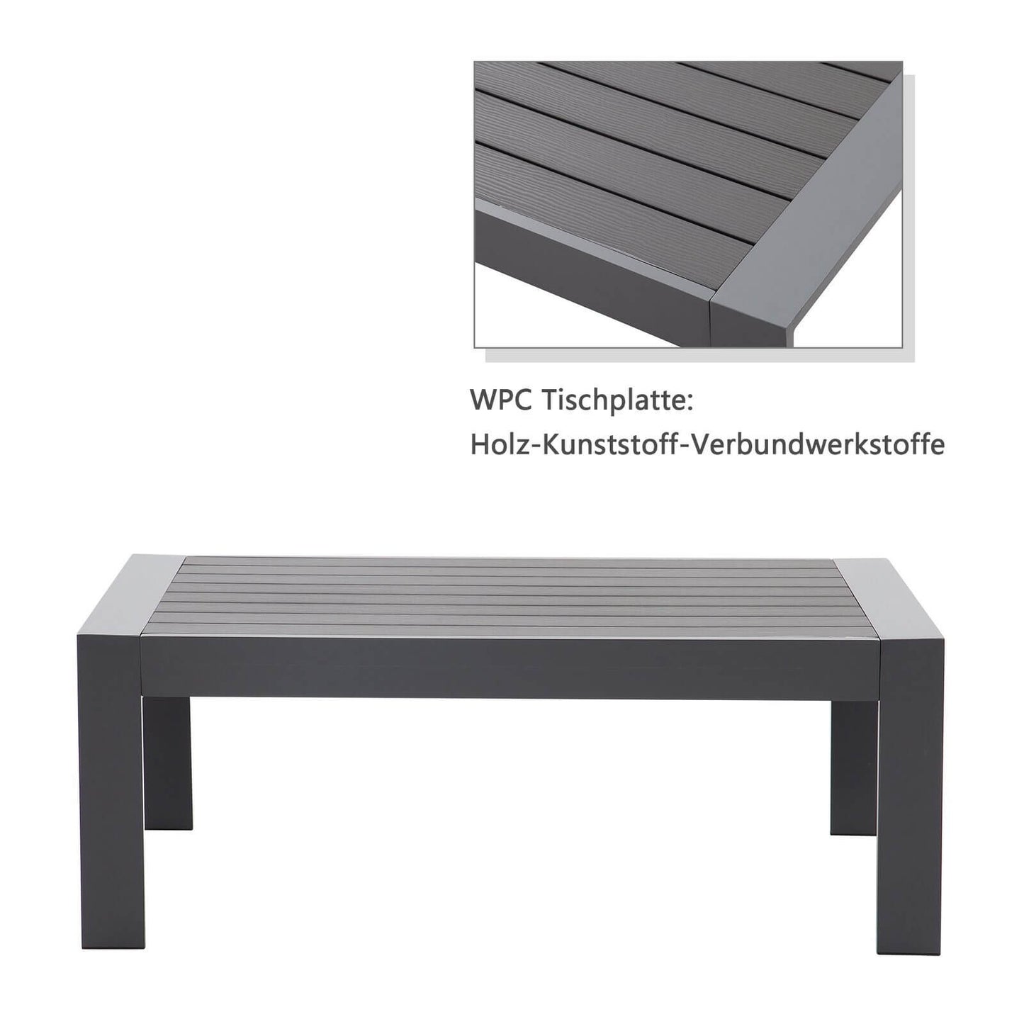Lounge Gartenmöbel Set aus Aluminium für 4 Personen Grau - MeXo - Home