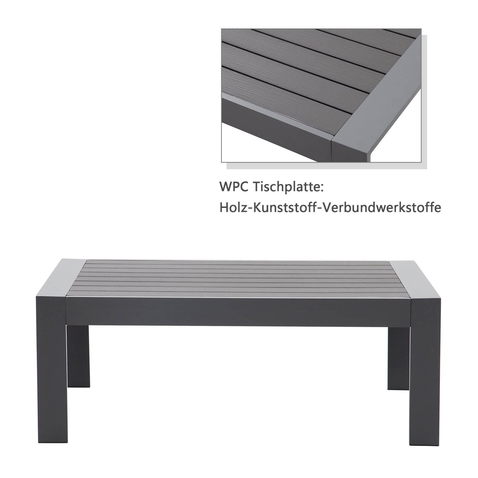 Lounge Gartenmöbel Set aus Aluminium für 4 Personen Grau - MeXo - Home