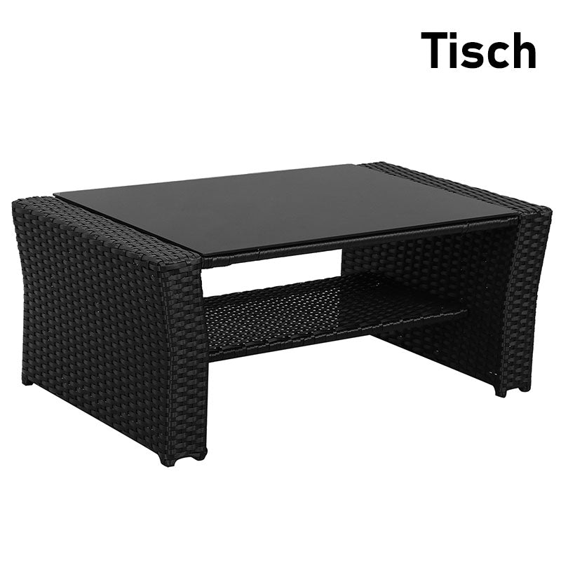 MeXo 4 - Personen Gartenlounge - Set aus Polyrattan mit Premium - Polster – Schwarz, Wetterfest & Stylisch - MeXo - Home
