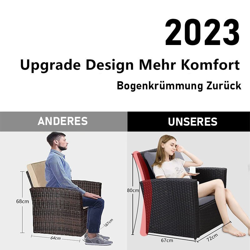 MeXo 4 - Personen Gartenlounge - Set aus Polyrattan mit Premium - Polster – Schwarz, Wetterfest & Stylisch - MeXo - Home