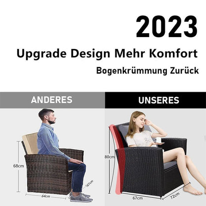MeXo 4 - Personen Gartenlounge - Set aus Polyrattan mit Premium - Polster – Schwarz, Wetterfest & Stylisch - MeXo - Home