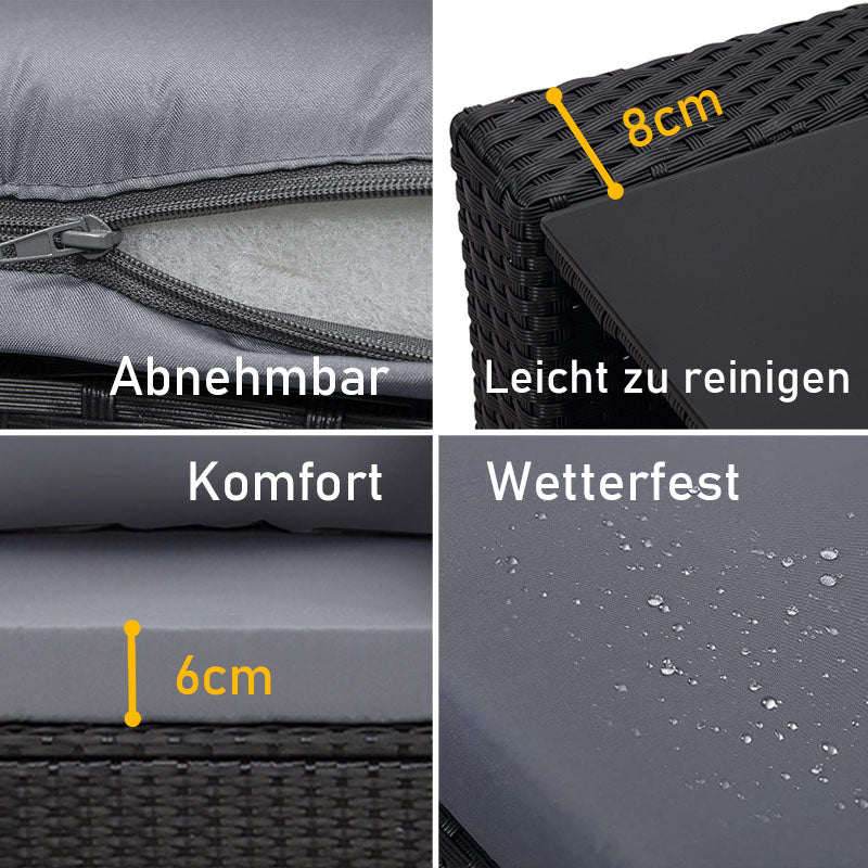 MeXo 4 - Personen Gartenlounge - Set aus Polyrattan mit Premium - Polster – Schwarz, Wetterfest & Stylisch - MeXo - Home