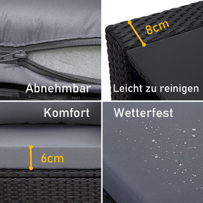 MeXo 4 - Personen Gartenlounge - Set aus Polyrattan mit Premium - Polster – Schwarz, Wetterfest & Stylisch - MeXo - Home