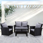 MeXo 4 - Personen Gartenlounge - Set aus Polyrattan mit Premium - Polster – Schwarz, Wetterfest & Stylisch - MeXo - Home