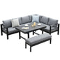 MEXO 951908 XXL Gartenlounge - Set Aluminium Grau – 5 - tlg. Ecklounge für 6–8 Personen mit Polywood - Tisch - MeXo - Home