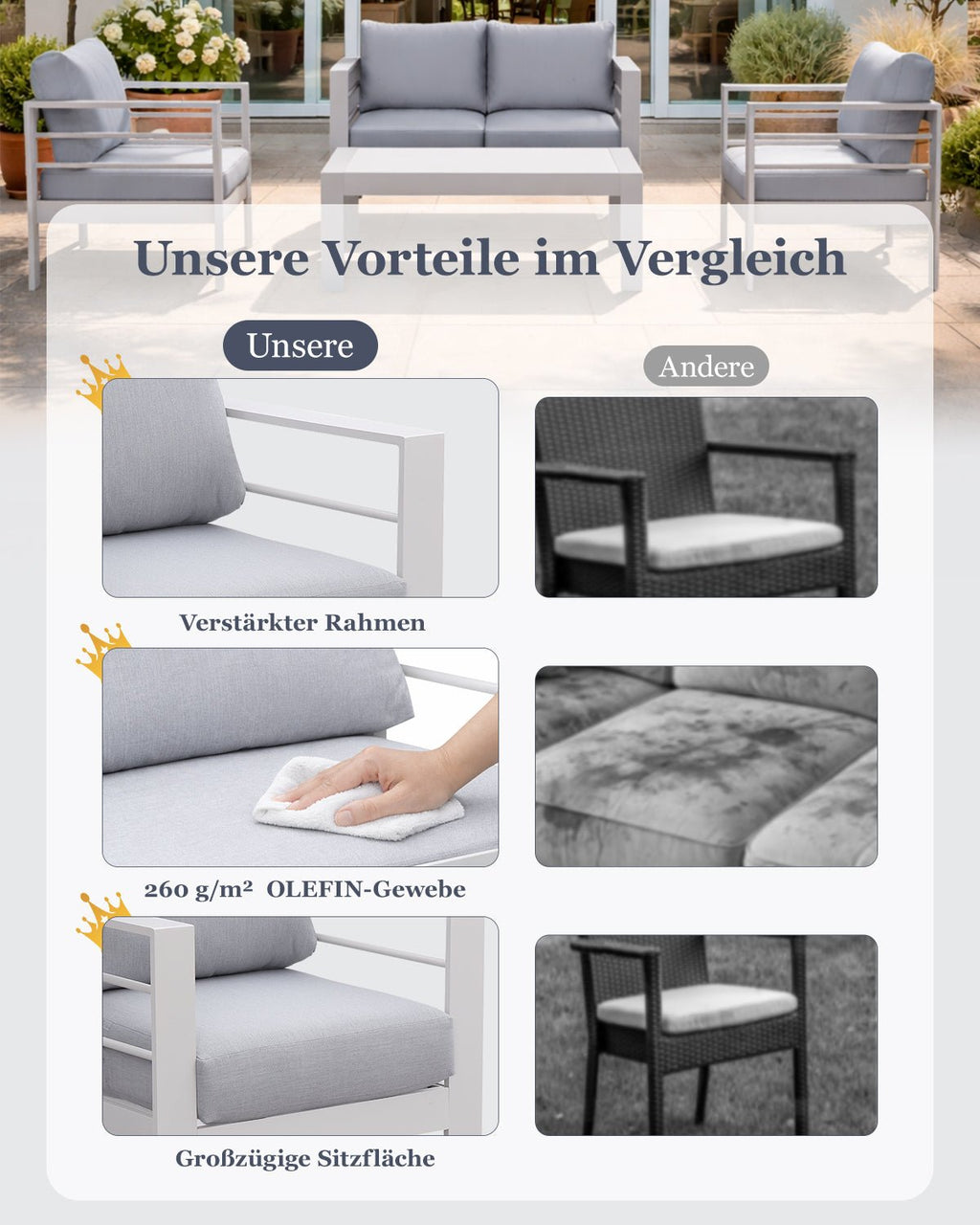 MEXO Balkon - Gartenlounge 4 - tlg. - MeXo