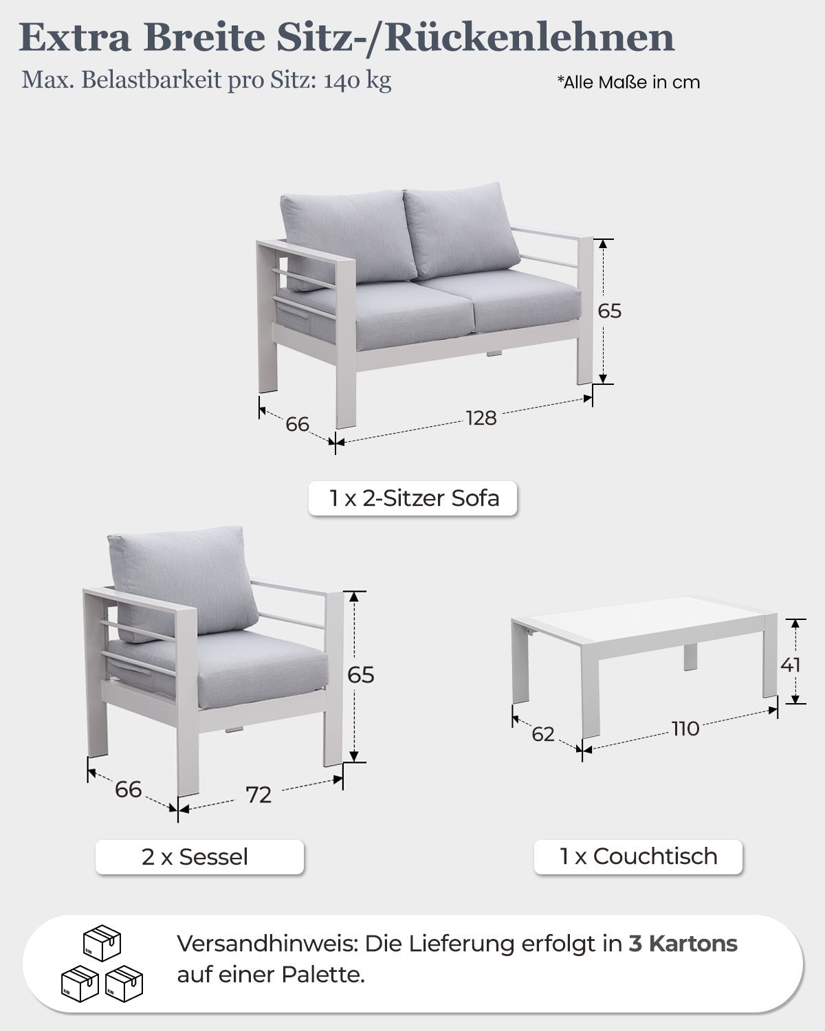 MEXO Balkon - Gartenlounge 4 - tlg. - MeXo