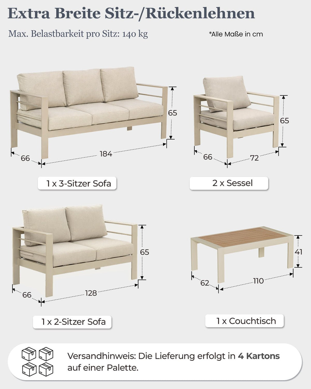 MEXO Gartenlounge 5 - tlg. 5–7 Personen - MeXo
