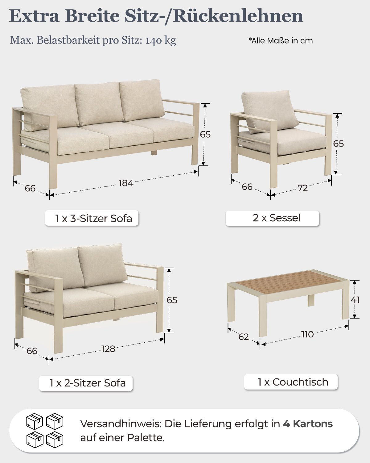 MEXO Gartenlounge 5 - tlg. 5–7 Personen - MeXo