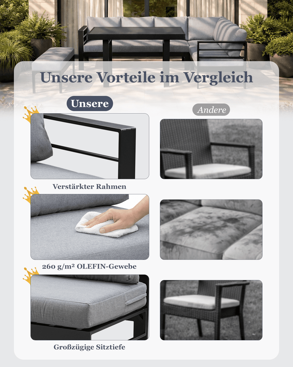 MEXO Gartenlounge 5 - tlg. 6–8 Personen - MeXo