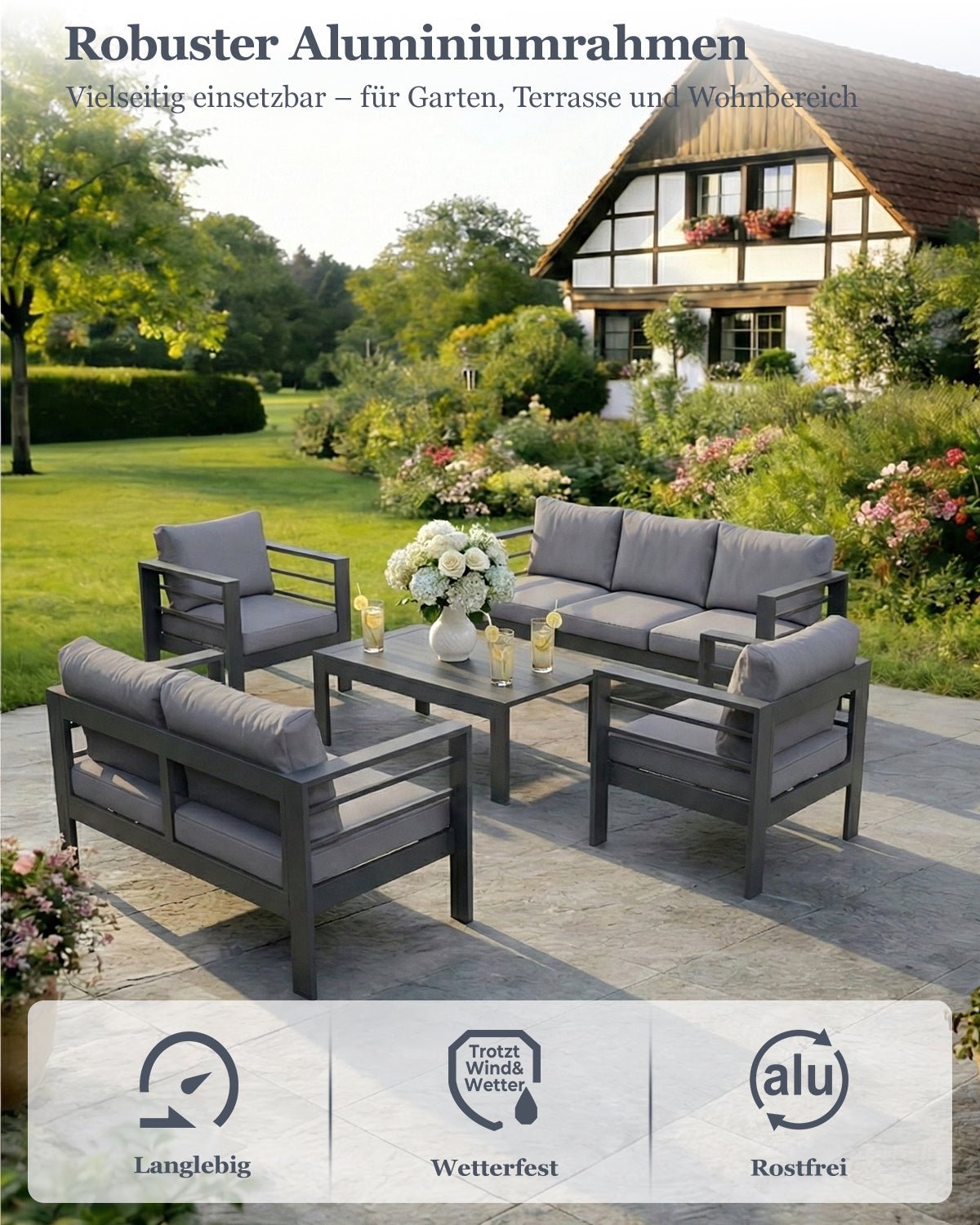 MEXO Gartenlounge - Set 5 - tlg. 6–7 Personen - MeXo