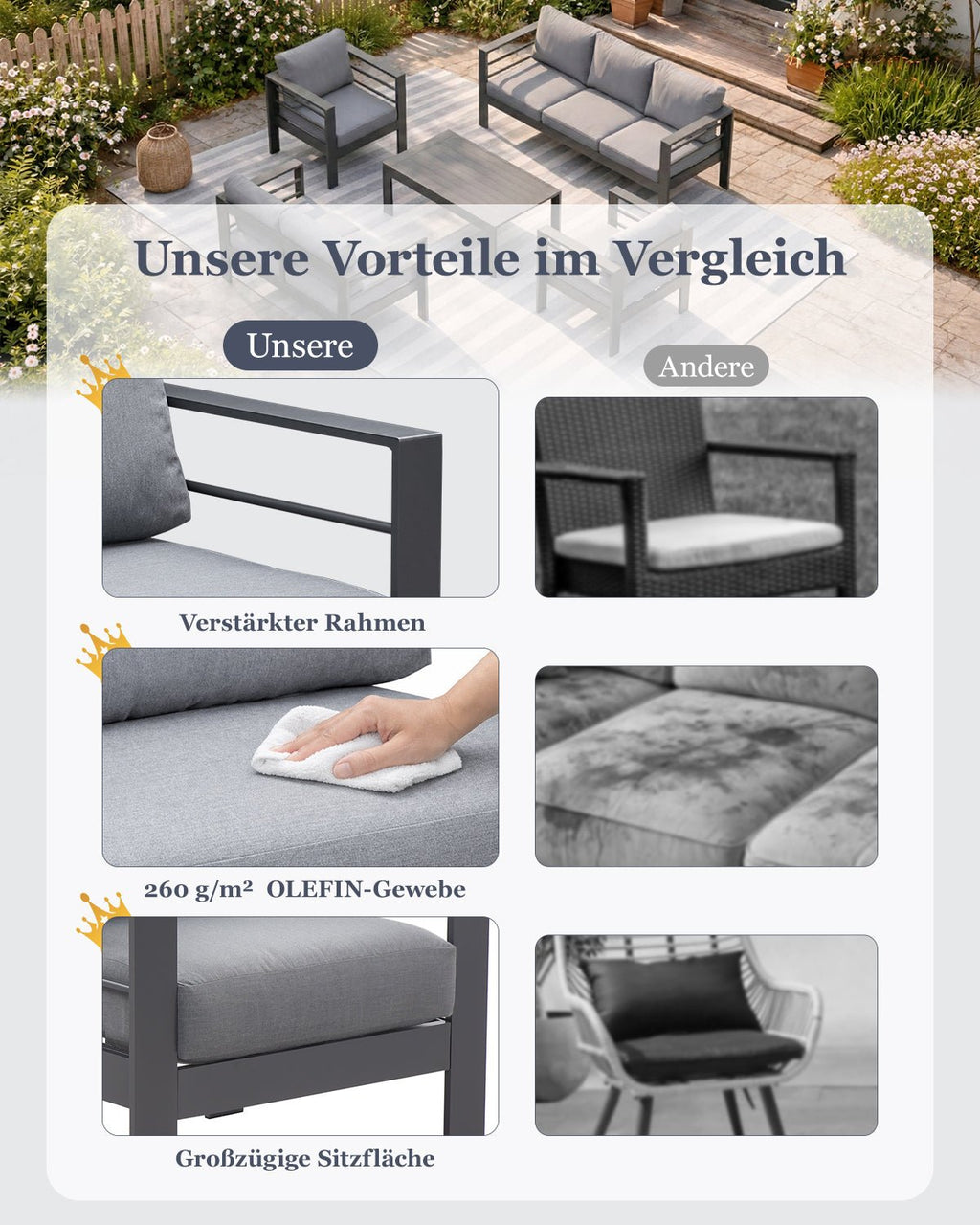 MEXO Gartenlounge - Set 5 - tlg. 6–7 Personen - MeXo