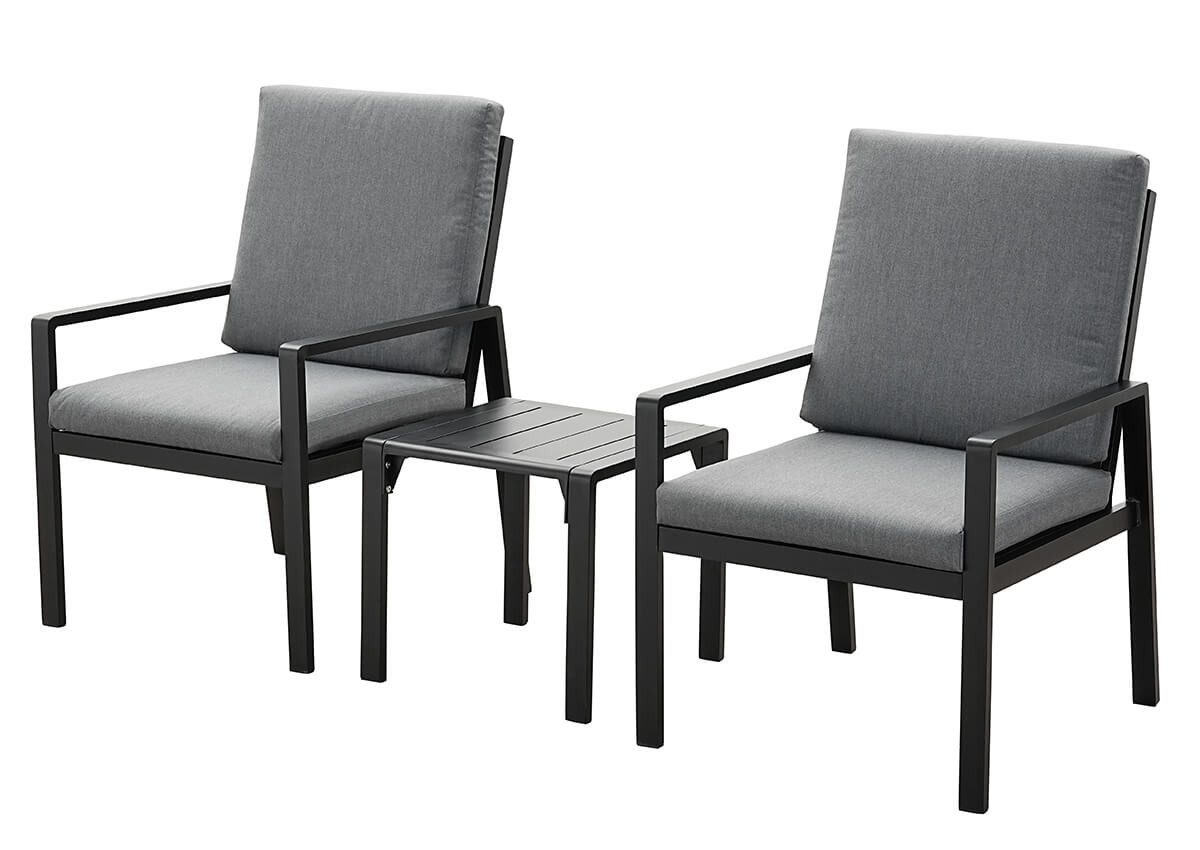 MeXo Gartenlounge - Set Aluminium Gartenmöbel - Set, (Balkonmöbel Set, 3 - tlg., 2 Gartenstühle, 1 Couchtisch, inkl.Auflagen), wetterfest Loungemöbel Sitzgruppe - MeXo - Home