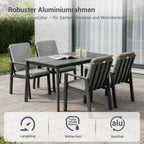 MEXO Gartenlounge - Set Aluminium Gartenmöbel Set (150 x 80 cm Gartentisch, 5 - tlg., mit 4 Stühlen) - MeXo - Home