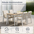 MEXO Gartenlounge - Set Aluminium Gartenmöbel Set (150 x 80 cm Gartentisch, 5 - tlg., mit 4 Stühlen) - MeXo - Home