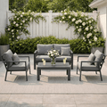 MEXO Gartenlounge - Set Balkonmöbel Set Aluminium, 4 - tlg., wetterfest, für 4 Personen, mit ergonomischen Sesseln und dicken Kissen - MeXo - Home