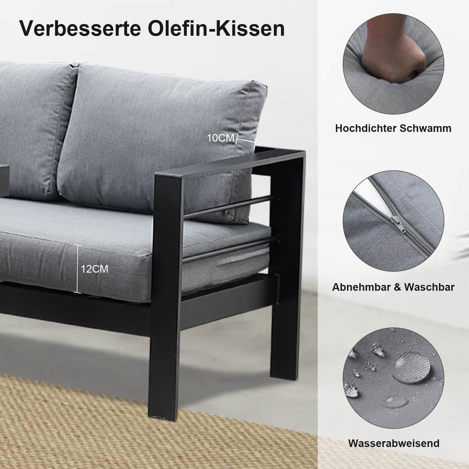 MeXo Gartenlounge - Set Ecklounge Outdoor 6 - 8 personen, (Gartenmöbel Set Aluminium, Loungegruppen mit 3 Ecksofas, 1 Bank, 1 Esstisch), Gartenlounge Set wetterfest Sitzgruppe Essgruppe Garnitur - MeXo - Home