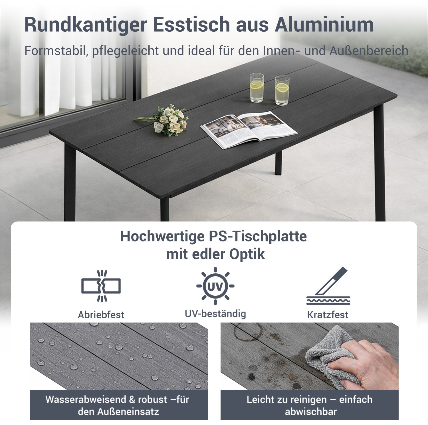 MEXO Gartenlounge - Set Garten Essgruppe für 6 Personen (Gartenmöbel - Set aus Aluminium, 7 - tlg., mit ergonomischen Sesseln inkl. Kissen) - MeXo - Home