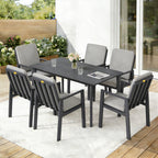 MEXO Gartenlounge - Set Garten Essgruppe für 6 Personen (Gartenmöbel - Set aus Aluminium, 7 - tlg., mit ergonomischen Sesseln inkl. Kissen) - MeXo - Home