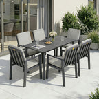 MEXO Gartenlounge - Set Garten Essgruppe für 6 Personen (Gartenmöbel - Set aus Aluminium, 7 - tlg., mit ergonomischen Sesseln inkl. Kissen) - MeXo - Home