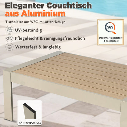 MEXO Gartenlounge - Set Gartenmöbel Set 4 - 5 Personen Aluminium outdoor wetterfest (Beige, harmonieren mit Licht bei Nacht, 4 - tlg., Passt zum skandinavischen, mediterranen oder minimalistischen Stil), 12cm Deluxe Relax - Sitzkissen - MeXo - Home