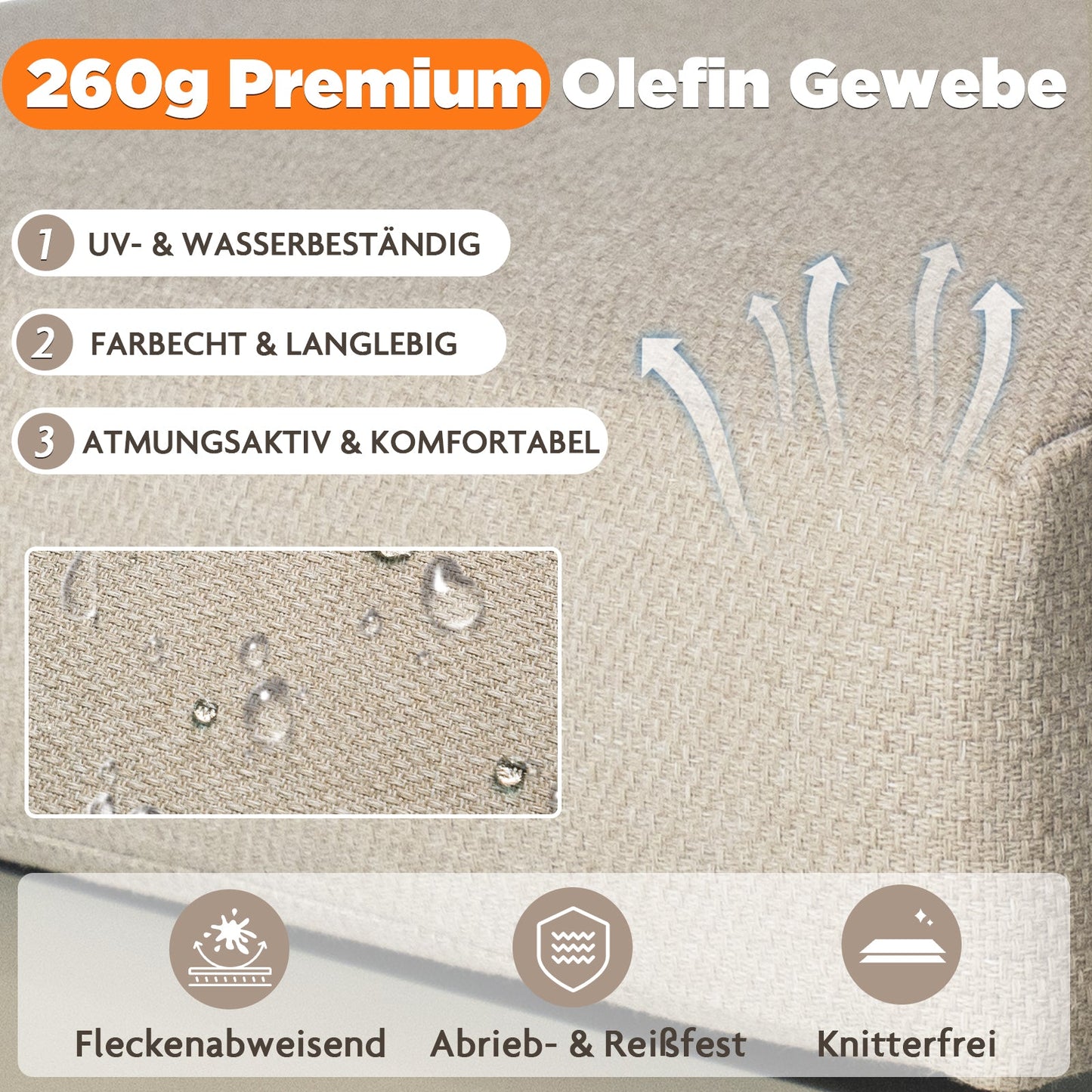 MEXO Gartenlounge - Set Gartenmöbel Set 4 - 5 Personen Aluminium outdoor wetterfest (Beige, harmonieren mit Licht bei Nacht, 4 - tlg., Passt zum skandinavischen, mediterranen oder minimalistischen Stil), 12cm Deluxe Relax - Sitzkissen - MeXo - Home