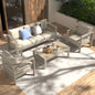 MEXO Gartenlounge - Set Gartenmöbel Set 4 - 5 Personen Aluminium outdoor wetterfest (Beige, harmonieren mit Licht bei Nacht, 4 - tlg., Passt zum skandinavischen, mediterranen oder minimalistischen Stil), 12cm Deluxe Relax - Sitzkissen - MeXo - Home
