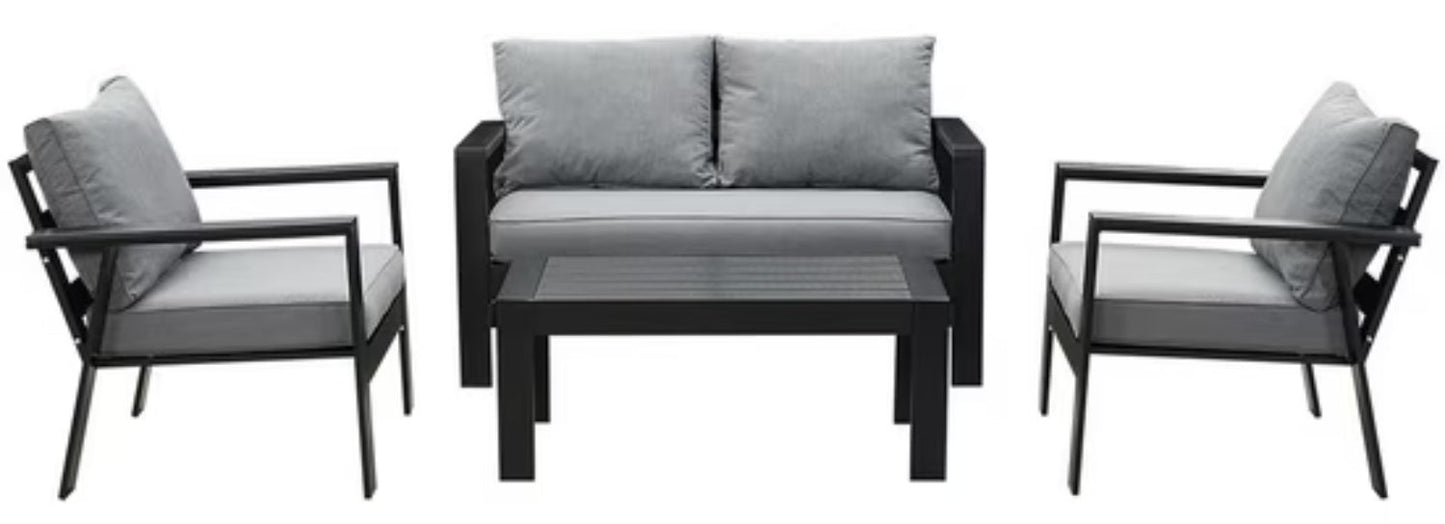 MeXo Gartenlounge - Set Gartenmöbel Set Aluminium Loungeset für Terrasse Balkon, (Set, 4 - tlg., 1×2 - Sitzer Sofa, 2×Einzelsessel, 1×Couchtisch, 7×Auflagen), wetterfest Sitzgruppe Essgruppe Gartengarnitur für 3 - 4 Personen - MeXo - Home